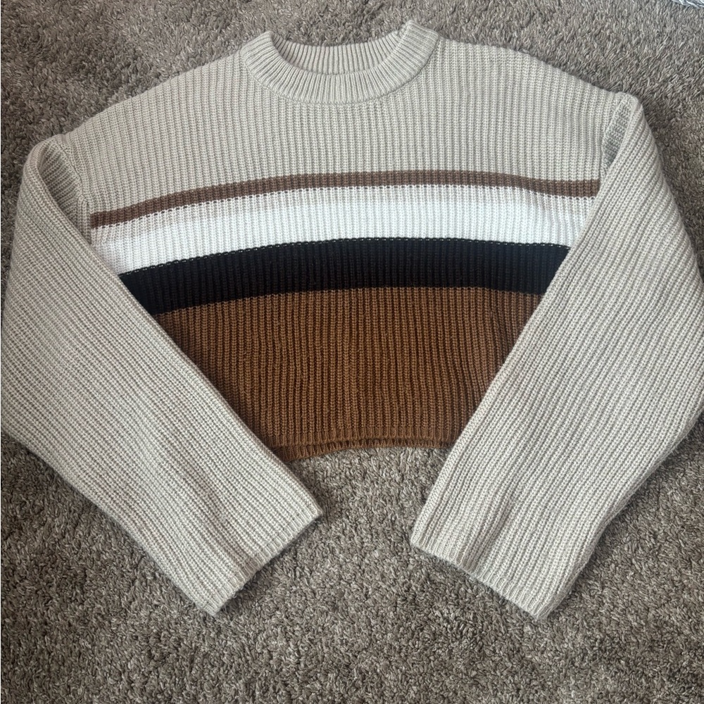 Garage Beige and Brown Striped Sweater